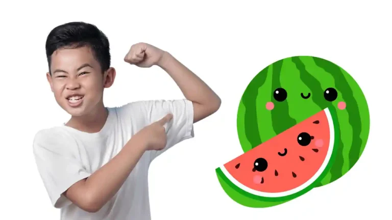 A healthy boy with watermelon